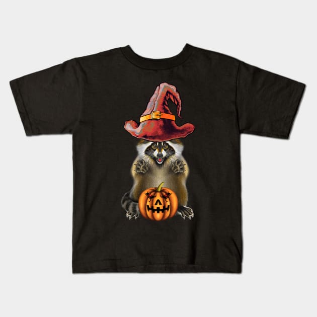 Raccoon Halloween Kids T-Shirt by Artardishop